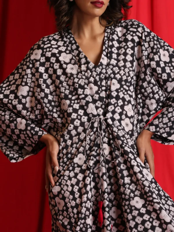 Black & White Block print kaftan (Free Size) - Image 3