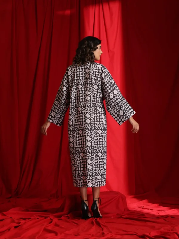 Black & White Block print kaftan (Free Size) - Image 2